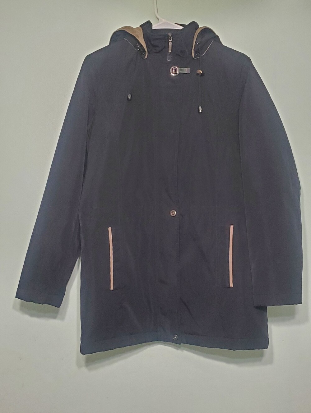 Braetan Women Size S Black Hooded Parka Jacket Fleece Lined Coat Mid Length
